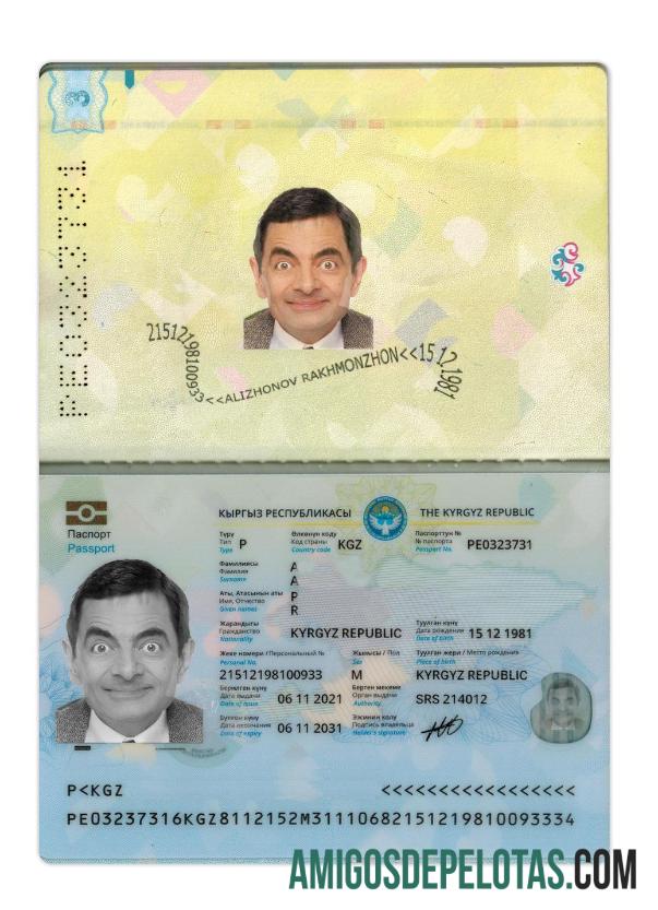 Passaporte Quirguistão 2021 Presente modelo